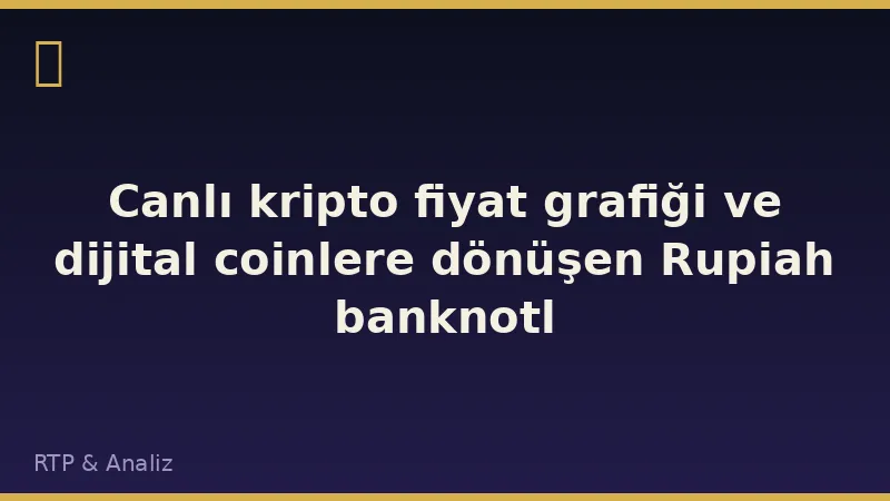 Canlı kripto fiyat grafiği ve dijital coinlere dönüşen Rupiah banknotları, altın ışıklandırma
