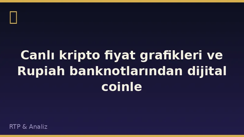 Canlı kripto fiyat grafikleri ve Rupiah banknotlarından dijital coinlere geçiş gösteren altın ışıklı dinamik görsel